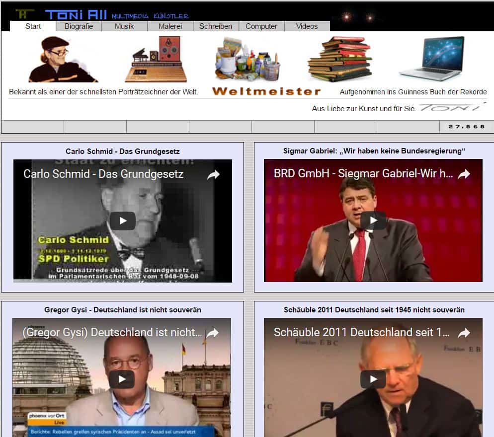 Screenshot der Website von Toni All