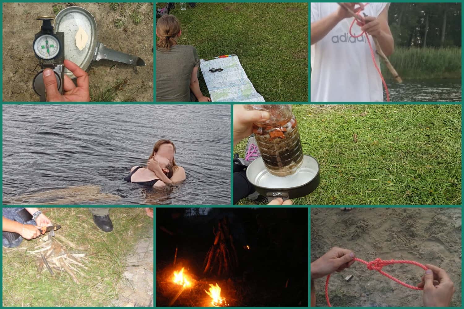 Wichtige Fähigkeiten werden erlernt, wie: Rettungsmaßnahmen, Wasserzubereitung, Selbstverteidigung oder Knotentechniken