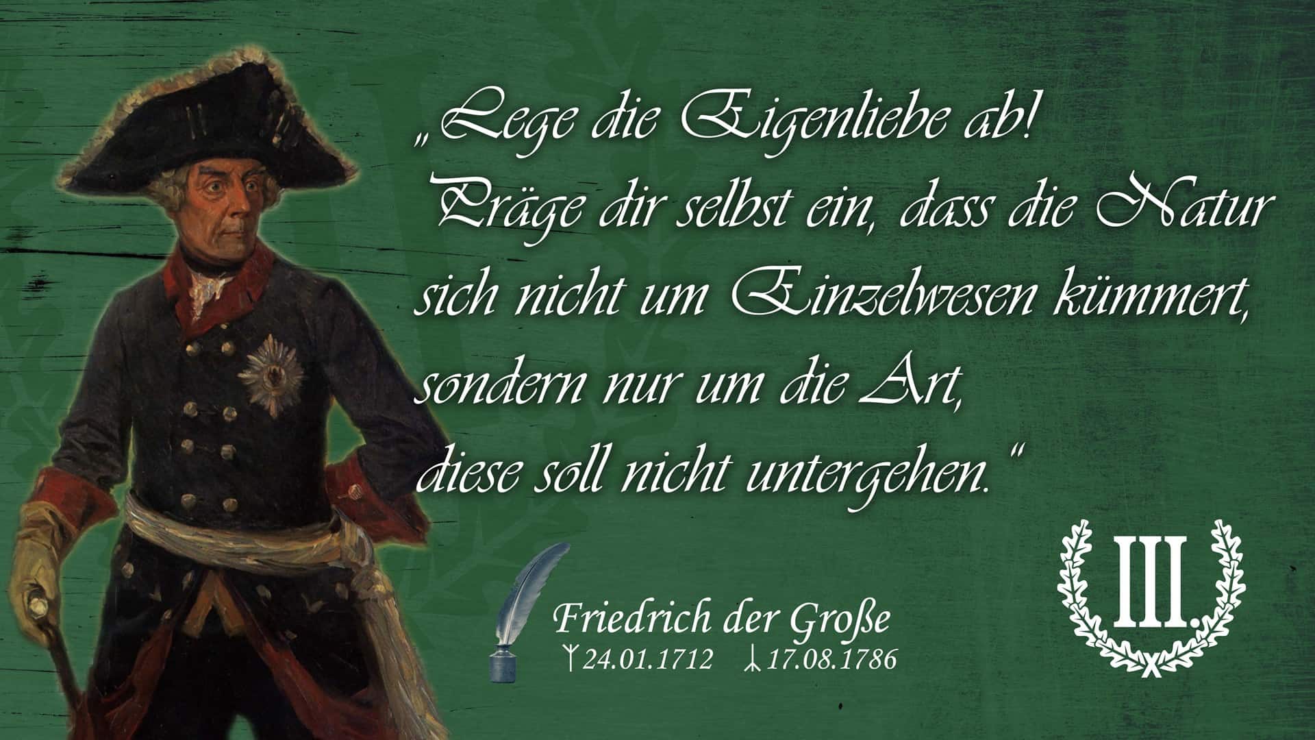 Lege die Eigenliebe ab! Präge dir selbst ein, dass die Natur sich nicht um Einzelwesen kümmert, sondern nur um die Art, diese soll nicht untergehen.