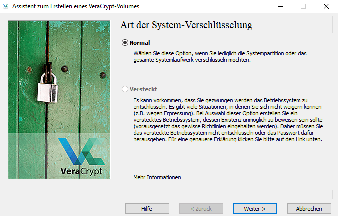 Anleitung VeraCrypt Vollverschlüsselung unter Windows 10