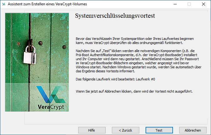 Anleitung VeraCrypt Vollverschlüsselung unter Windows 10